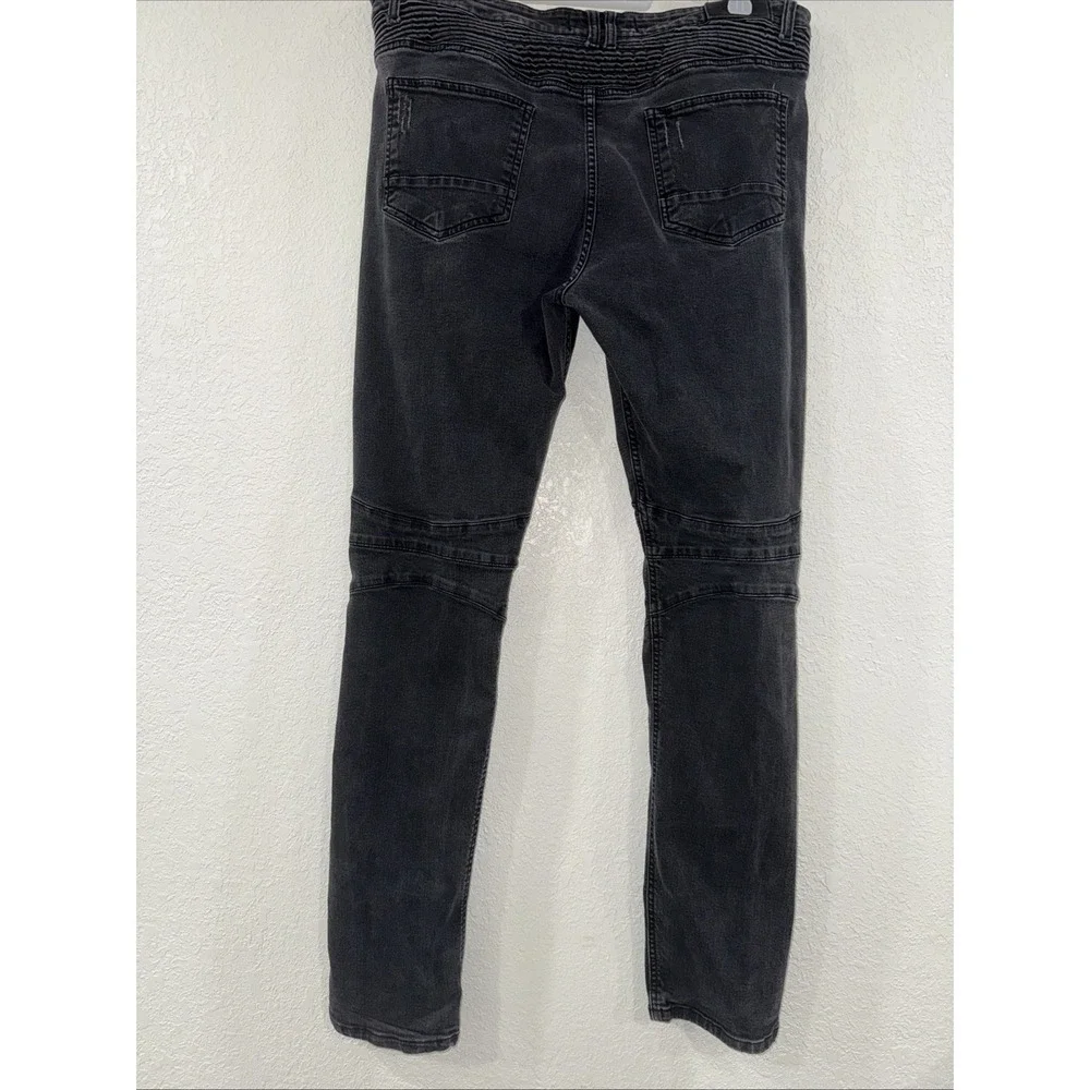 Focus Jeans Mens 38X34 Black Denim Heavy Distressed